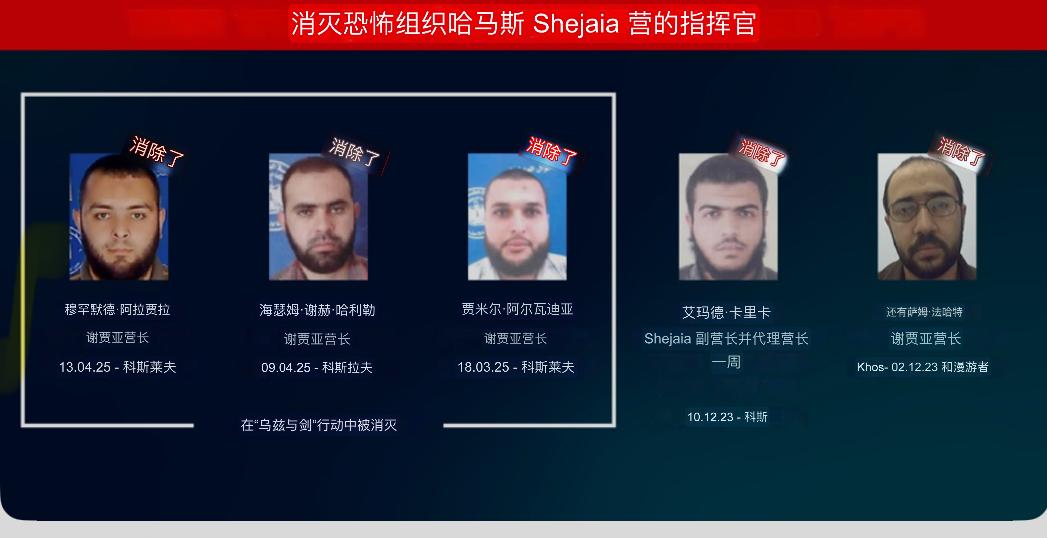 以色列国防军与辛贝特第五次消灭哈马斯谢贾亚营指挥官。