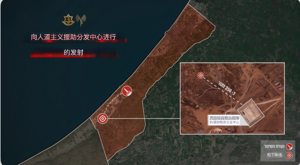 以军指控哈马斯向拉法人道主义大院发射火箭弹，试图阻挠援助发放。
