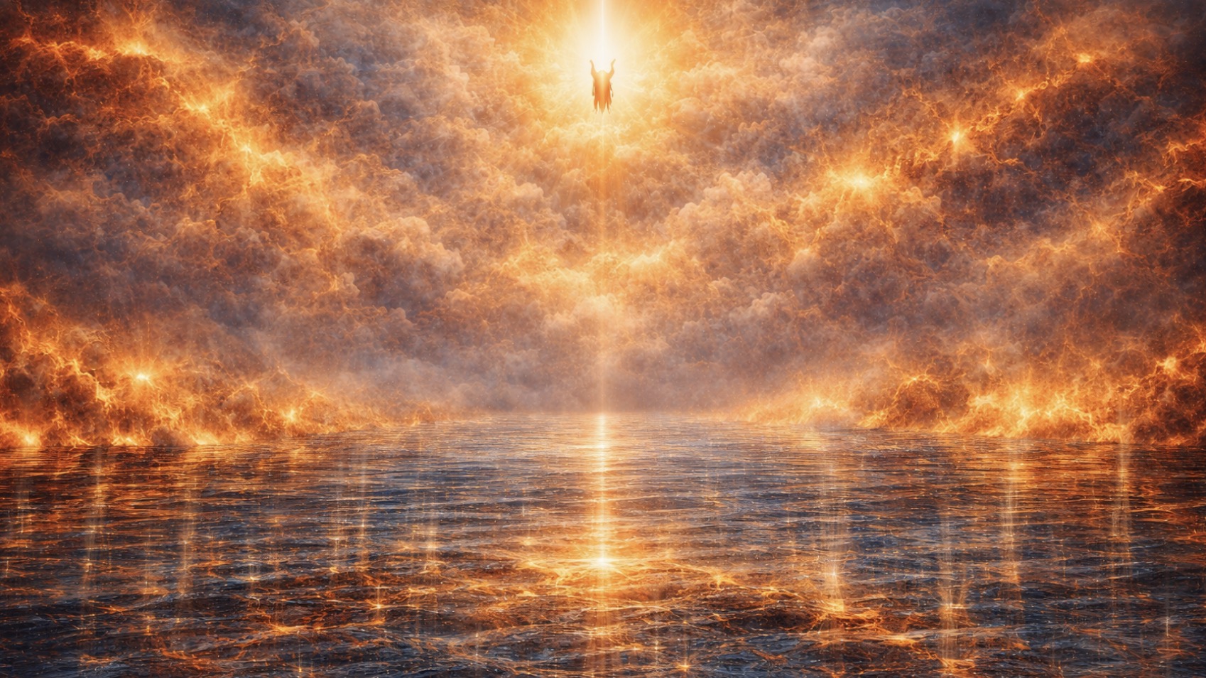 天降圣光照耀海面